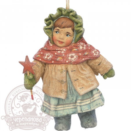Ангелочек, елочная игрушка из ваты кукольной мануфактуры Ирины Черепановой