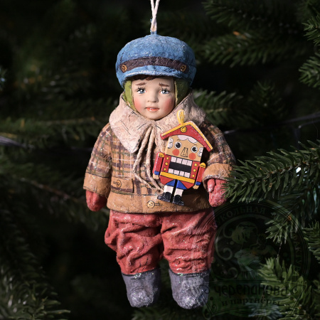 Карл с щелкунчиком, ватная елочная игрушка кукольной мануфактуры Ирины Черепановой