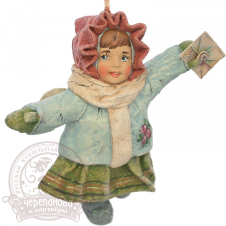 Ангелочек, ватная игрушка на елку кукольной мануфактуры Ирины Черепановой